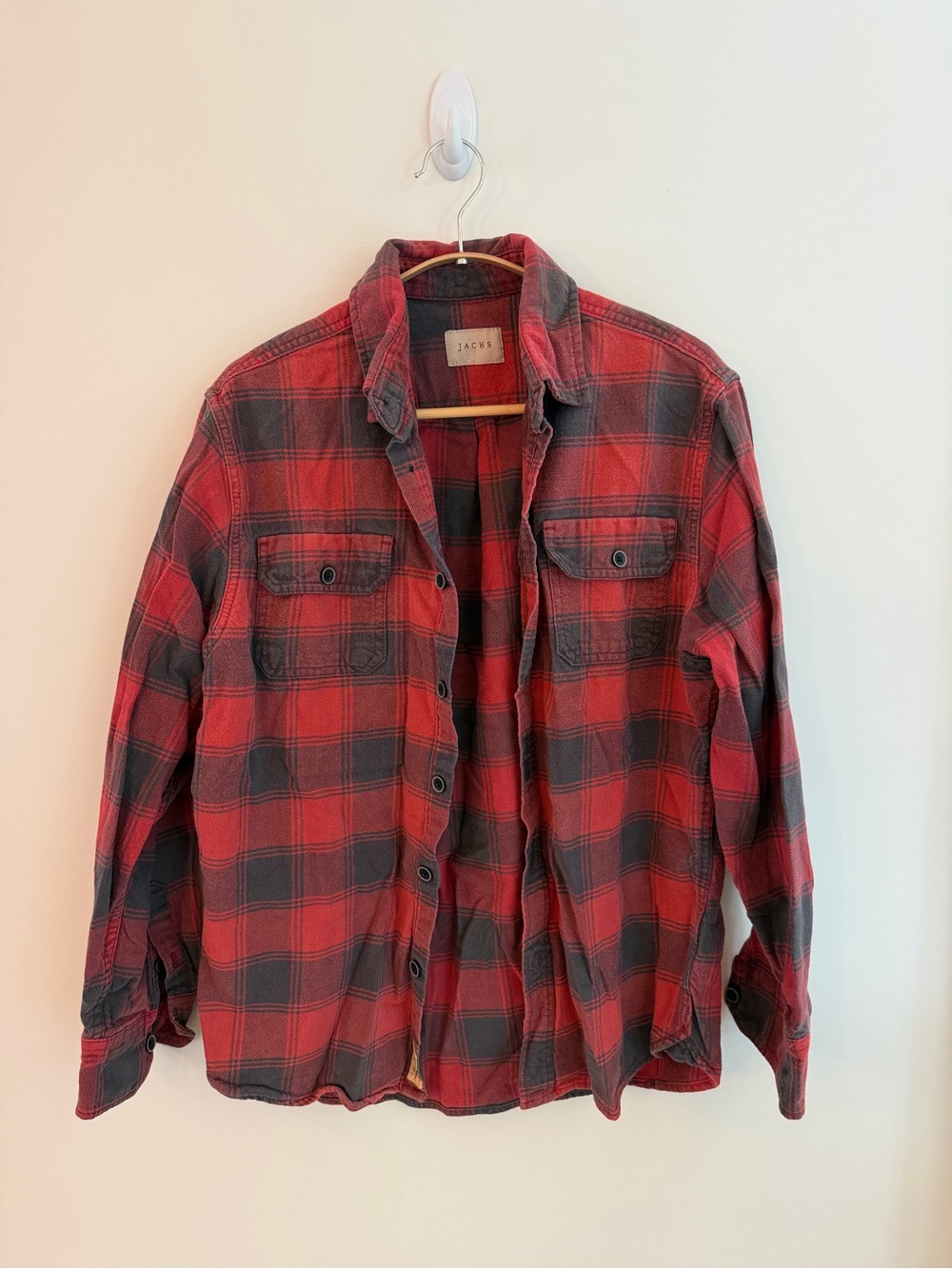 Jachs Red and Black Plaid Lightweight Shirt Jacket